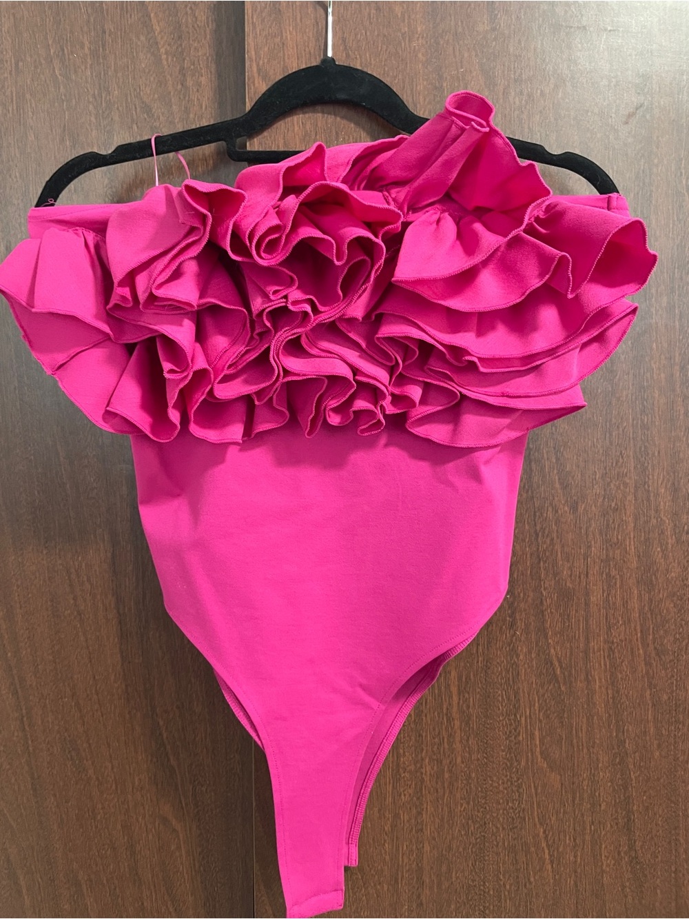 Zara Bright Hot Pink Ruffle One-Piece Bodysuit